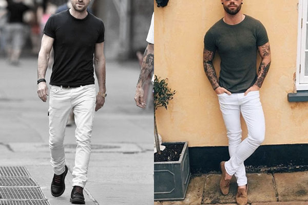 look camisa branca e calça jeans masculino