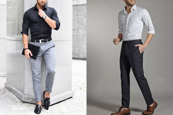 calça social masculina cinza